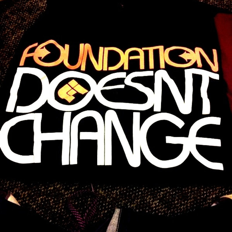 Close up of a printed Foundation tee