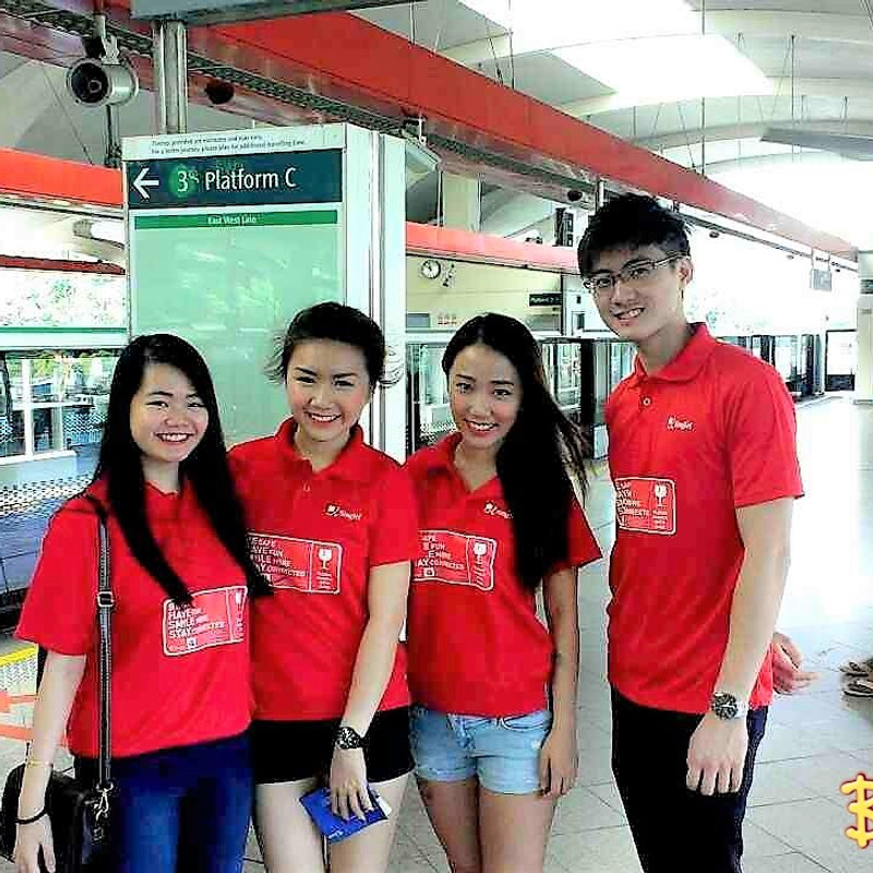 Event crew in matching red polos